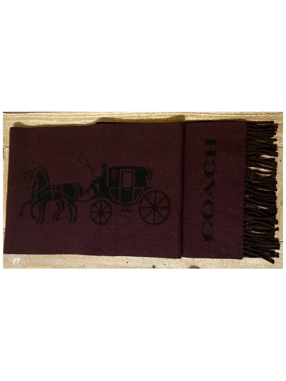 COACH Double Faced Cashmere Muffler Scarf (CB694). - Picture 10 of 12